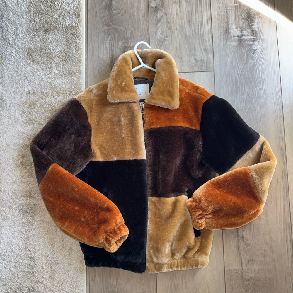 Colorblock Faux Fur Jacket